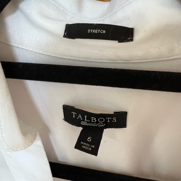 Talbots white cotton stretch button front v-neck shirt - Picture 5 of 7